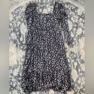 Wild Fable Black and Purple Floral Long Sleeve Dress